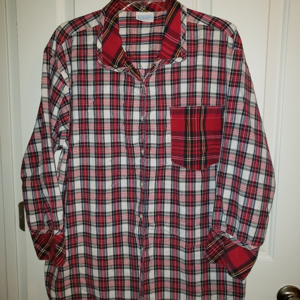 Red plaid woven shirt